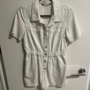 Zara White Denim Romper
